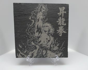 Street Fighter - Posavasos de pizarra grabado con láser inspirado en el anime de Ken Masters