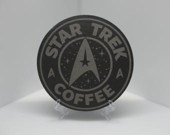Posavasos inspirado en Star Trek, grabado con láser.