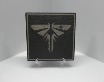 The Last of Us - Símbolo de la Luciérnaga - Posavasos de pizarra grabado con láser