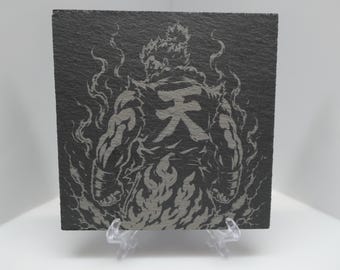 Posavasos de pizarra grabado con láser inspirado en el anime Street Fighter - AKUMA