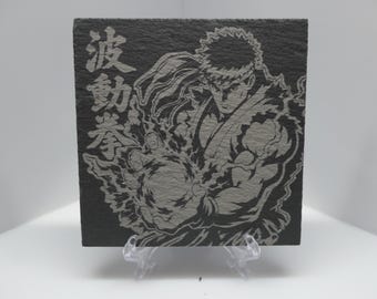 Posavasos de pizarra grabado con láser inspirado en el anime Street Fighter - Ryu
