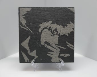 Cowboy Bebop - Spike - Posavasos de pizarra grabado con láser