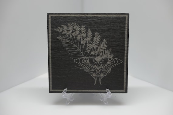 The Last of Us - Ellie's Moth and Fern Tattoo - Laser Etched Slate Coaster
