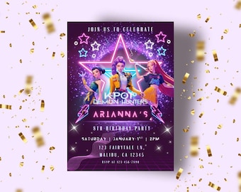 K-Pop Demon Hunters Digital Birthday Party Invitation