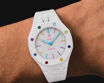 Caja de correa de reloj biocerámica - AP x Swatch Royal Pop - WHITE EIGHT - Ocho Negro