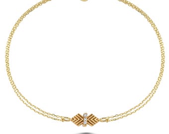 14K Gold Dainty Bracelet with Zircon