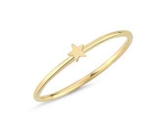14k Solid Gold Minimalist Star Ring