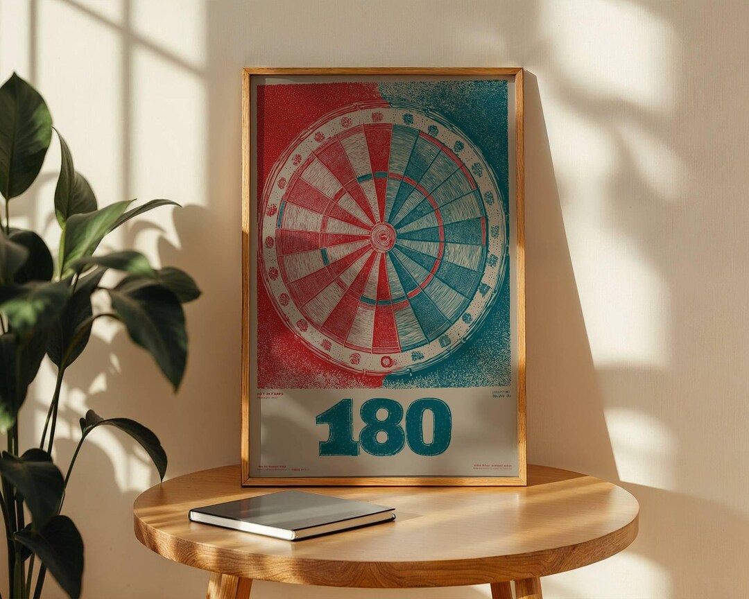 Dartboard Poster - Darts Wall Art Print - 180 Score Game Room Decor ...