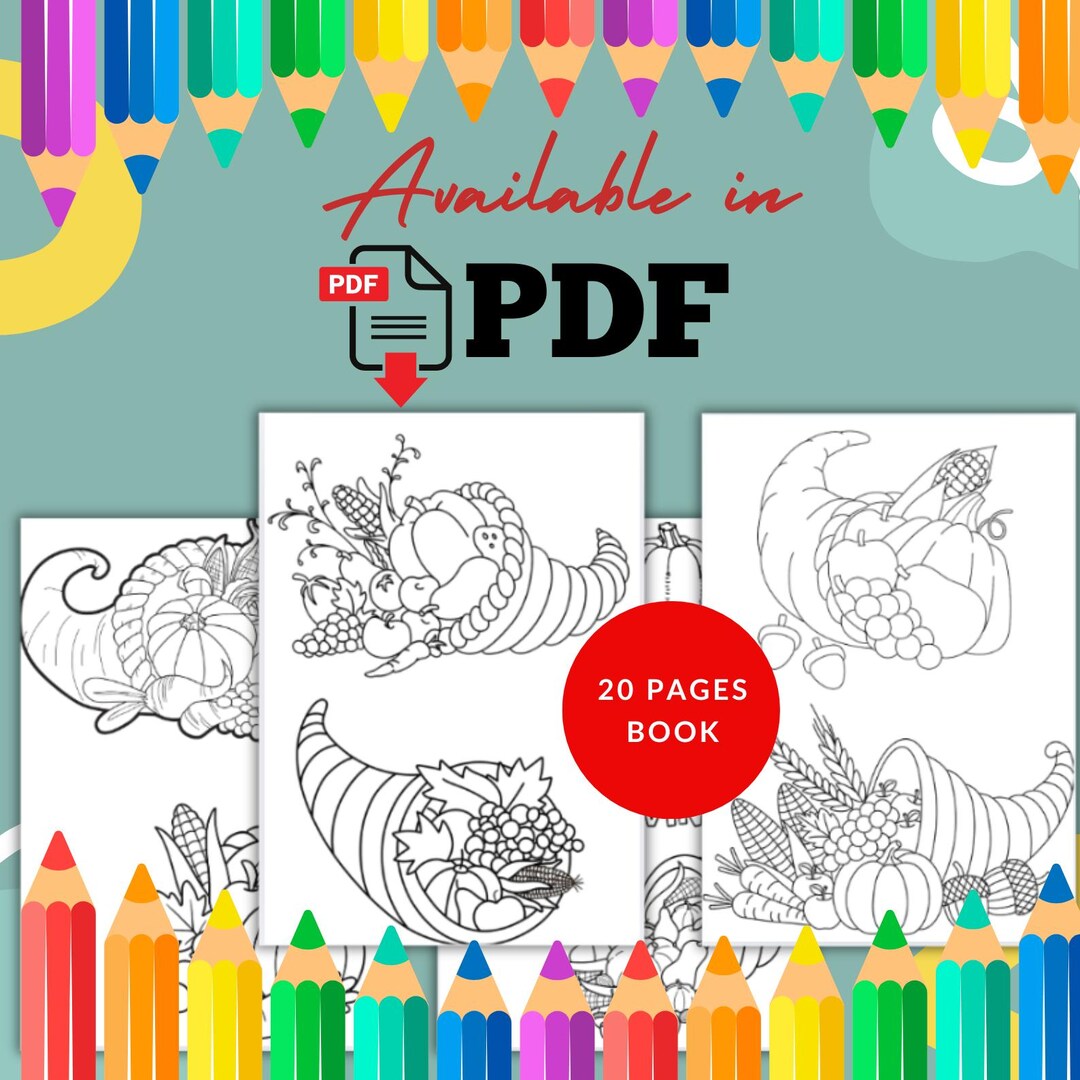 Cornucopia Coloring Page Printable PDF Instant Download - Etsy Australia