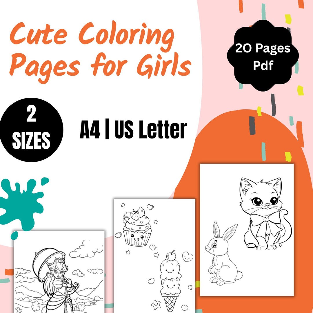 Cute Coloring Pages for Girls Printable PDF Instant Download - Etsy