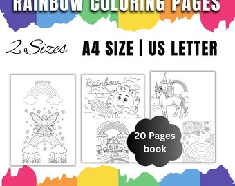 Rainbow Coloring Worksheet School Assignment Printable Instant Digital ...