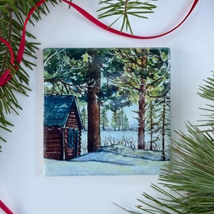 Posavasos de cerámica «País de las Maravillas Invernal», acuarela de Katya Ashley