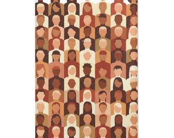 Vloerkleed met diverse gezichten | Abstract veelkleurig menigteontwerp