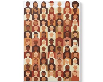 Diverse gezichten illustratie softcover dagboek | Notitieboek met multicultureel patroon
