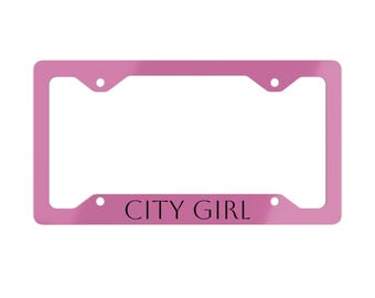 Metalen kentekenplaathouder City Girl | Roze schrift