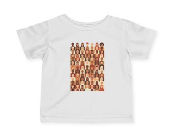 Diverse Faces Pattern Infant Tee | Multicultural Baby Portraits
