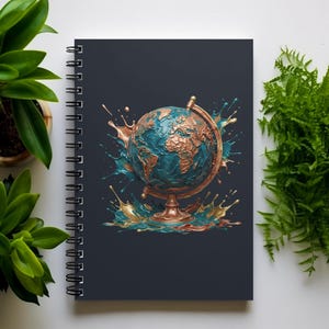 Notizbuch „Antike Globus-Splash“ | Spiralbindung, Softcover, A5