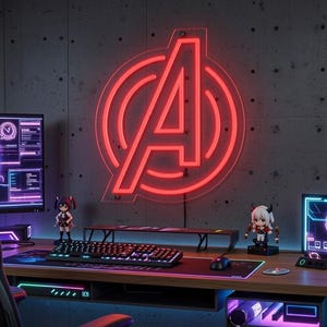 Figurine Lumineuse Avengers – Logo LED – Décoration D'intérieur USB – Fait Main
