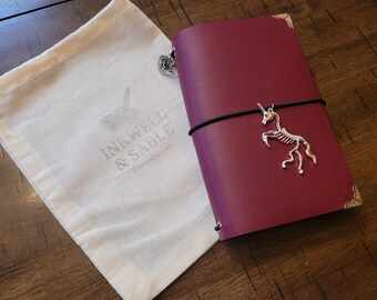 Trinity-Pocket Size-Handmade Refillable Leather Journal Cover. Trifold-Burgandy