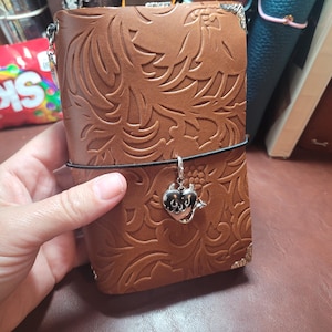 Handmade Refillable Leather Journal Cover Pocket Size Trifold.
