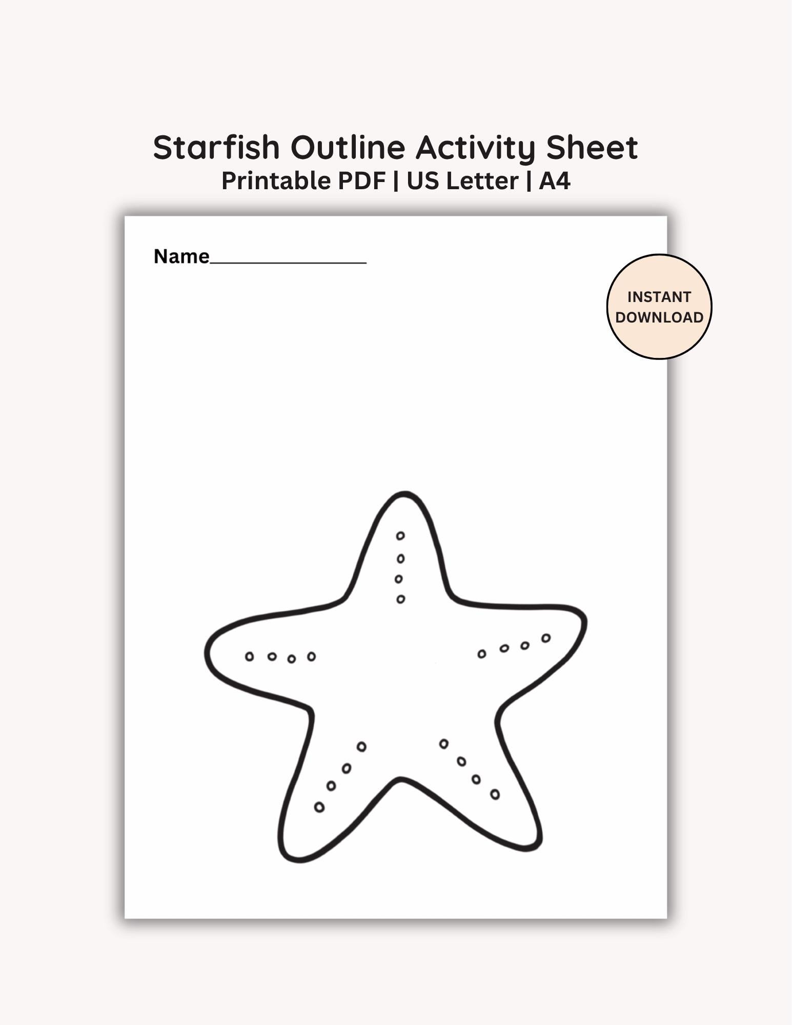 44 Easy Starfish Crafts for Kids 3 Starfish Outline Activity Coloring Page: Kid's Craft Activity (PDF…