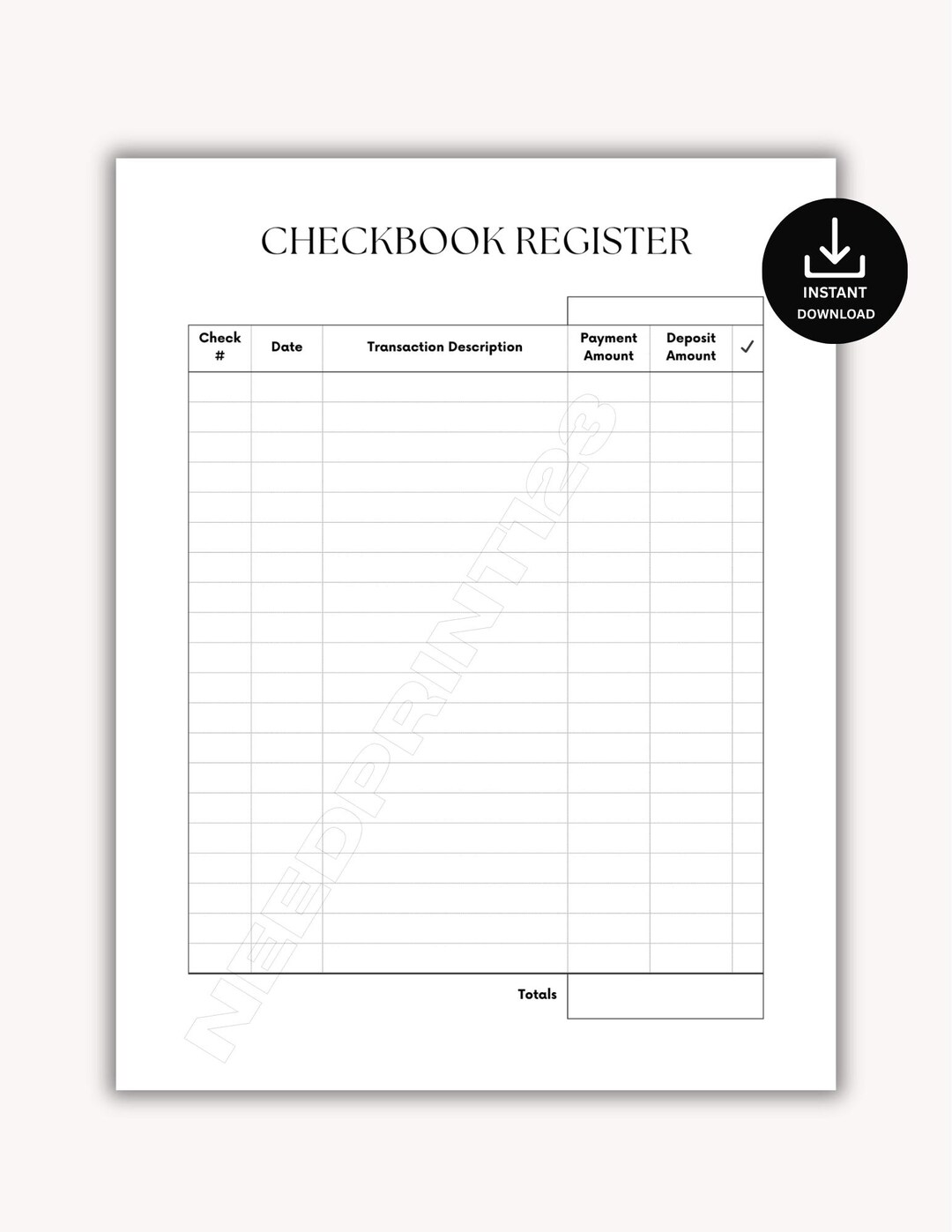 Register Sheet.pdf Checkbook Register Sheet, Printable Tracker: PDF (US Letter) - Etsy