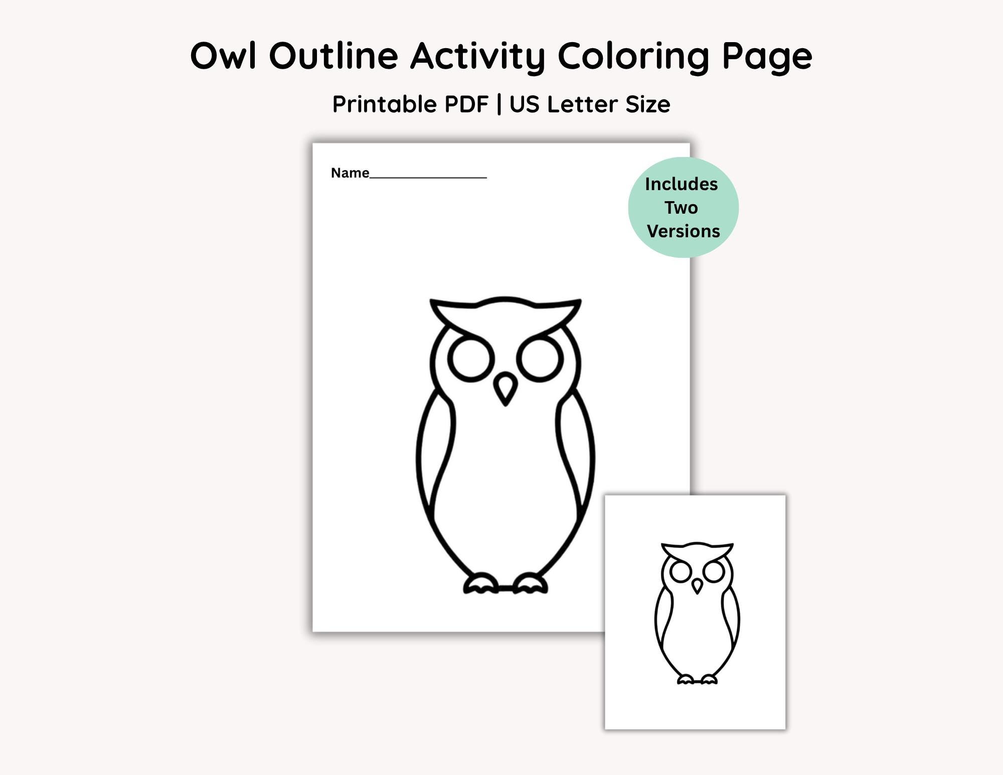 42 Creative Owl Crafts For Kids 25 Owl Outline Coloring Page, Owl Template: Printable PDF, US Letter