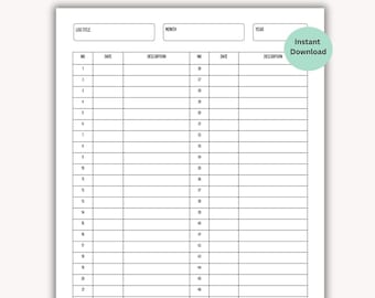 General Log Sheet: Printable PDF (US Letter, A4)