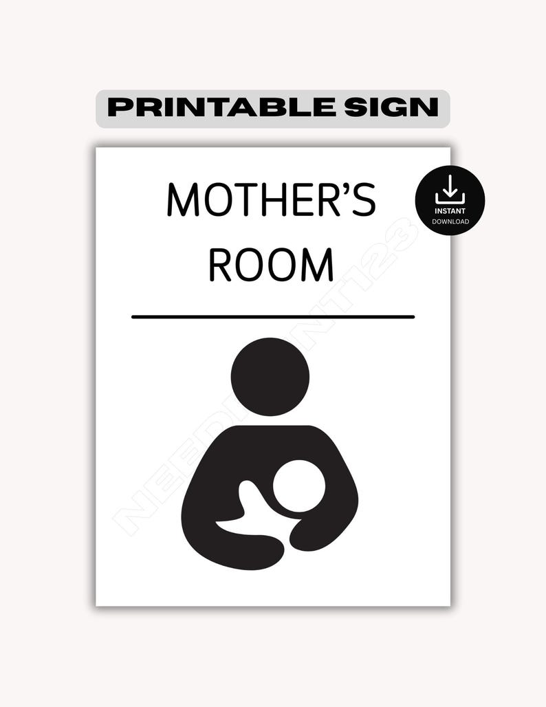 Mothers Room Sign, Printable Nursing Sign: Instant Download, US Letter