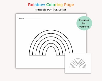 Rainbow Outline Coloring Page: US Letter Template (PDF)