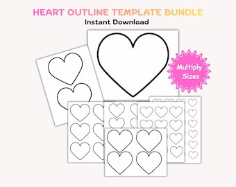 Heart Outline Template Bundle: Instant Download PDF, DIY Crafts, Printable Shapes