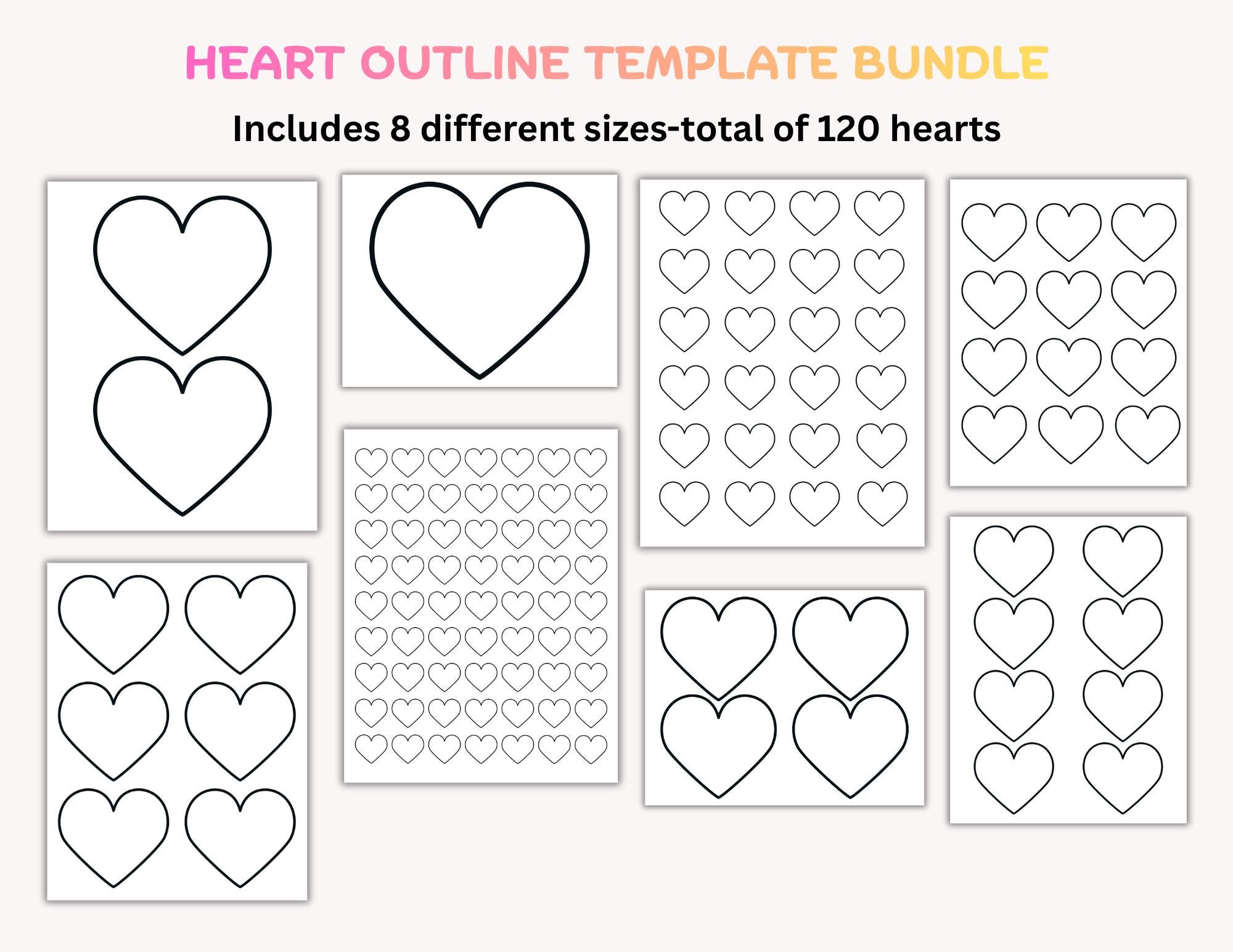 Heart Outline Template Bundle Instant Download PDF, DIY Crafts