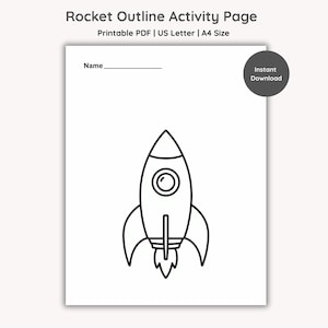 Rocket Outline Activity Coloring Page Printable: PDF, US Letter and A4