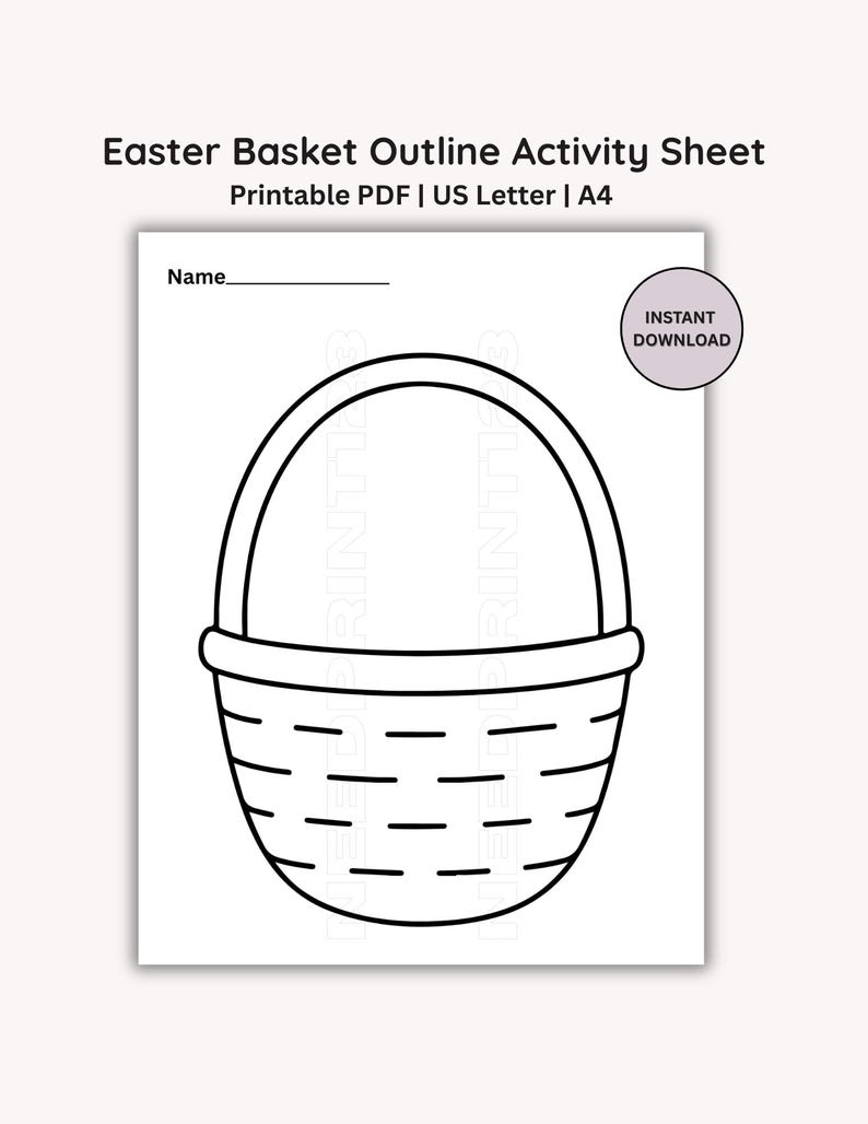 Easter Basket Outline Activity Coloring Sheet: Kid's Craft Activity ...