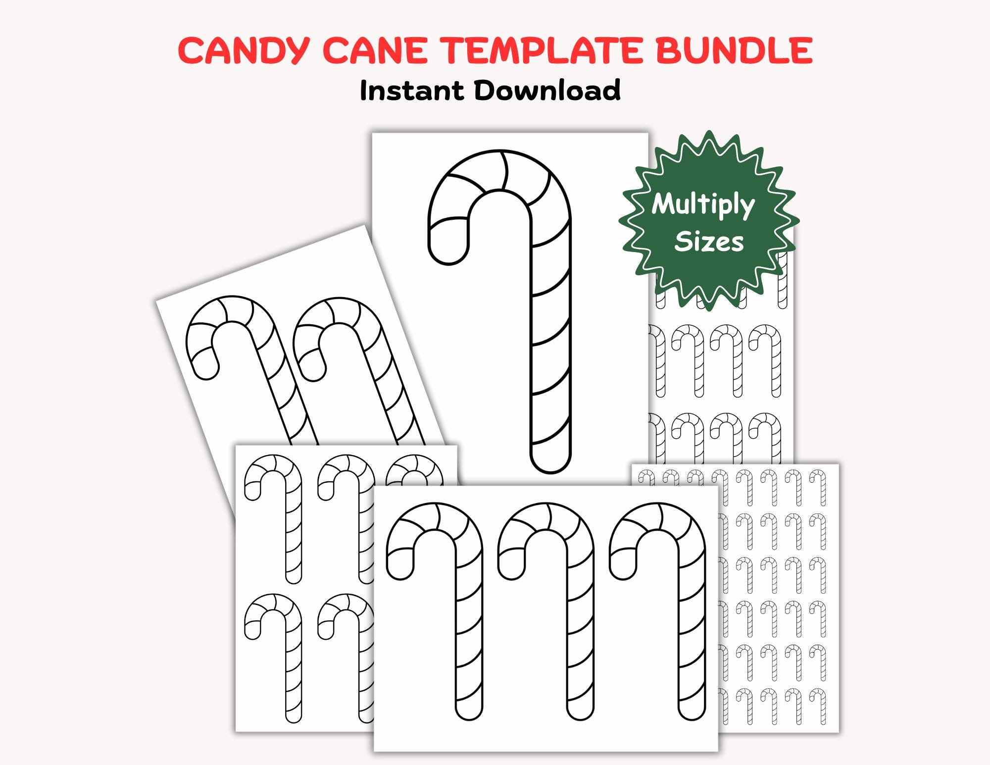 40 Candy Cane Crafts Kids Will Love 3 Candy Cane Outline Template Bundle: Instant Download PDF, Printable…