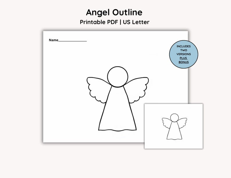 Angel Pattern Worksheet Angel Outline Activity Coloring Page, Angel Template: Printable PDF, US ...