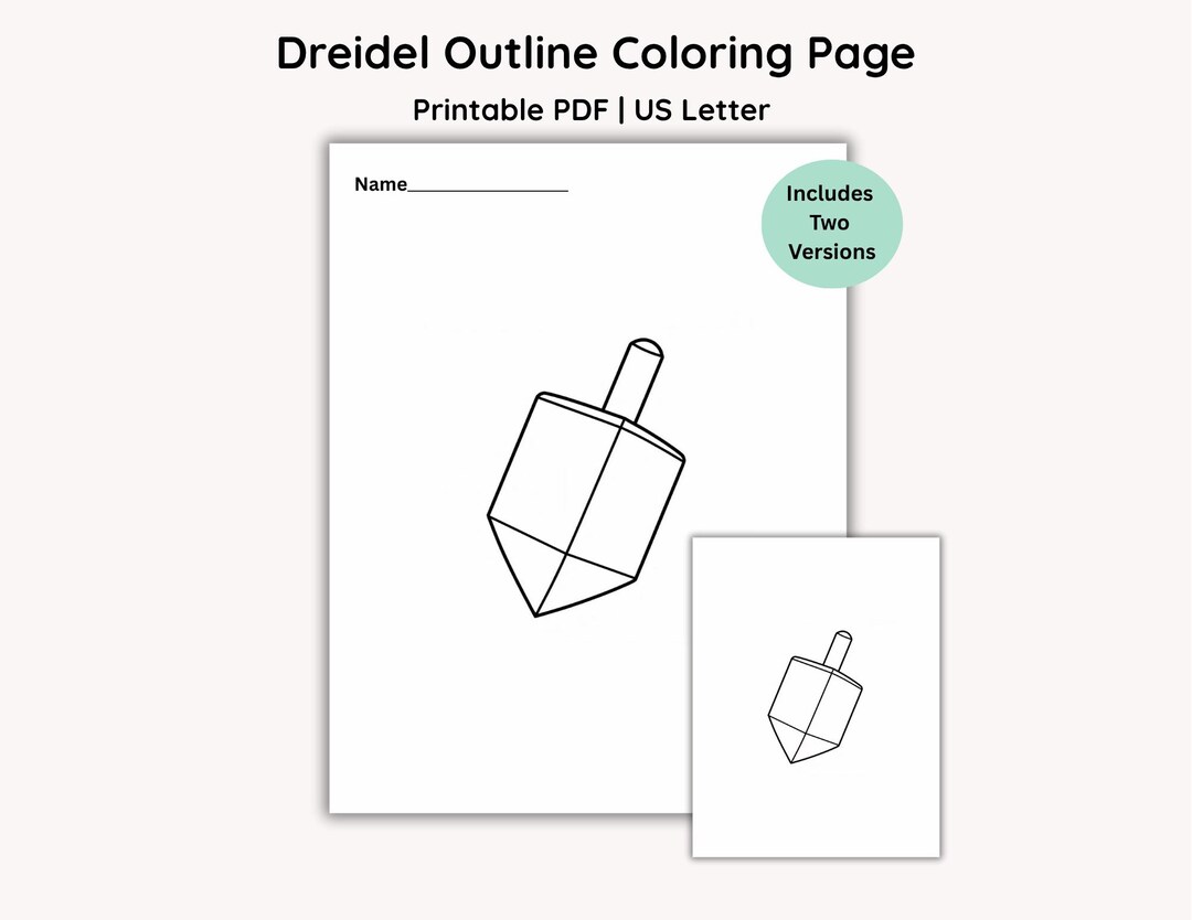 Dreidel Outline Coloring Page, Dreidel Template Printable PDF, US
