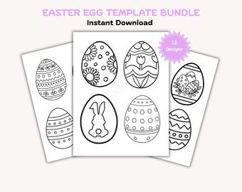 Easter Egg Outlines, Decorative Egg Template Bundle: Instant Download PDF, DIY Crafts