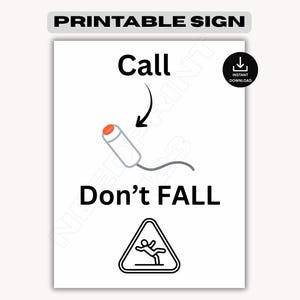 Call Don't Fall Sign, Fall Prevention: Printable (US Letter and A4)