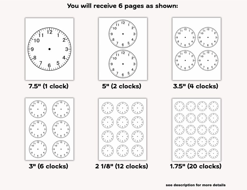 Clock Design Layout Clock Outline Template Bundle: Instant Download PDF, DIY Crafts ...