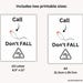 Call Don't Fall Sign, Fall Prevention: Printable (US Letter and A4) - Etsy