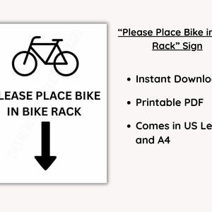 Printable Bike Rack Sign: Instant Download, US Letter, A4, PDF - Etsy