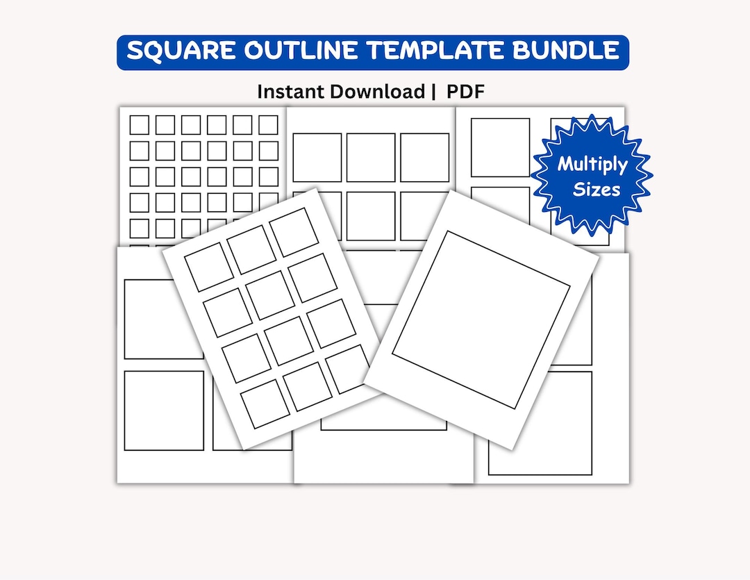 Outline Square Lettering Square Outline Template Bundle: Instant Download PDF, DIY Crafts ...
