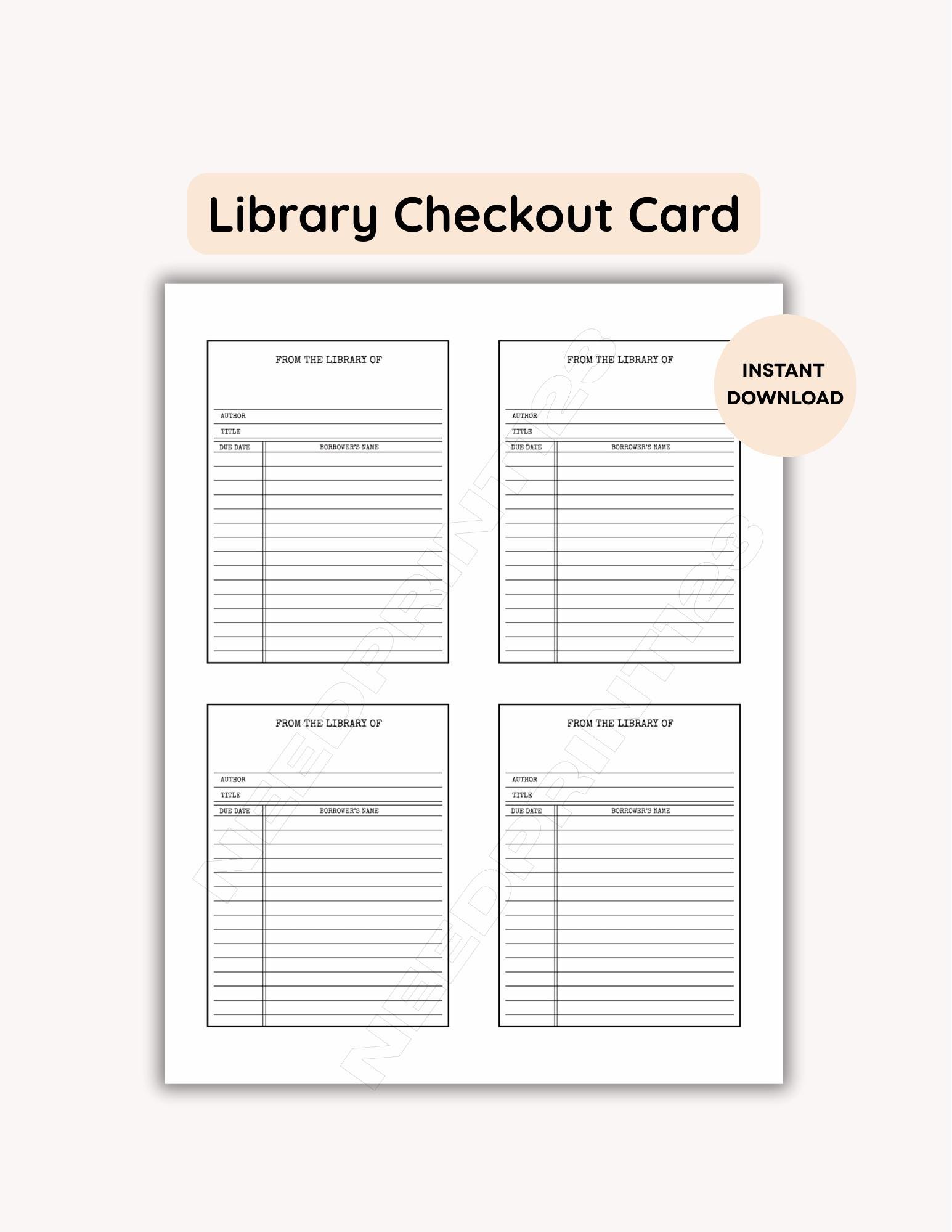 Library Card Template Printable