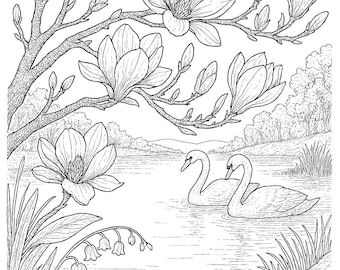 Spring Reflections - Spring Coloring Bundle for Mindfulness, Gratitude and Stress Relief