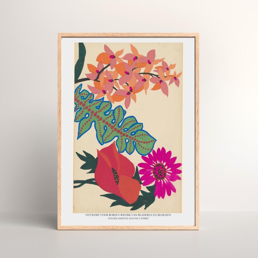 Art Deco Floral Botanical Poster – Vintage Poiret Style Colourful Wall ...