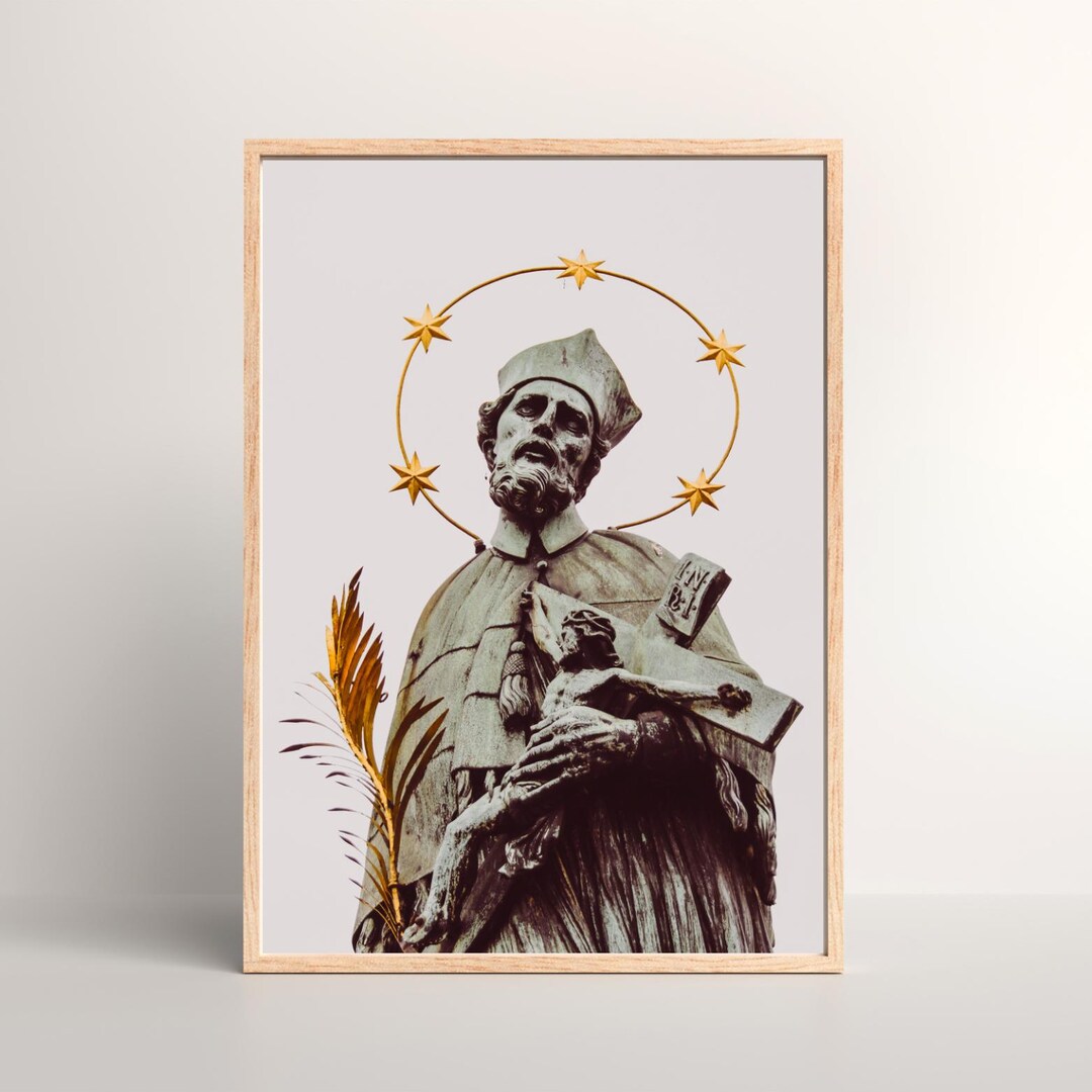 Saint Statue Wall Art, Sacred Religious Poster, Vintage Catholic Decor ...