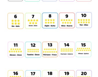 Bilingual Numbers Chart | English-Spanish 1–20 Poster | Preschool & Kindergarten Classroom Decor | Printable Learning Resource.