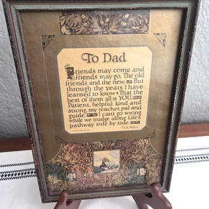 Antique Buzza Motto "To Dad" Print with Poem by Lawrence Hawthorne: 1927