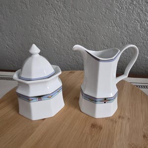 Vintage 1980s Studio Nova Comtempra Porcelain Creamer and Sugar Set